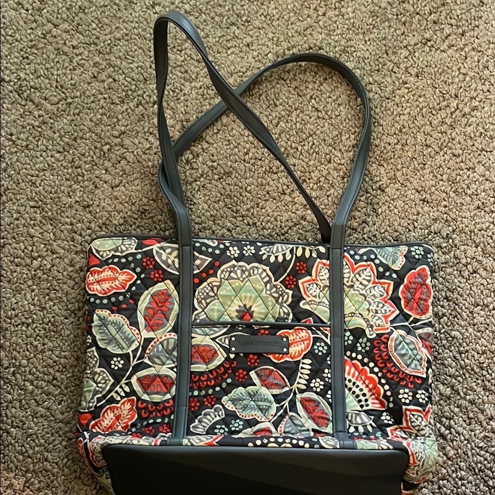 Vera Bradley Greyish Blue Tote with Multicolor Floral Design NWT